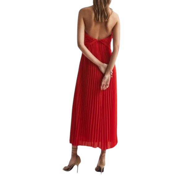 Reiss dress Roya pleated midi red size 6 - Picture 7 of 7